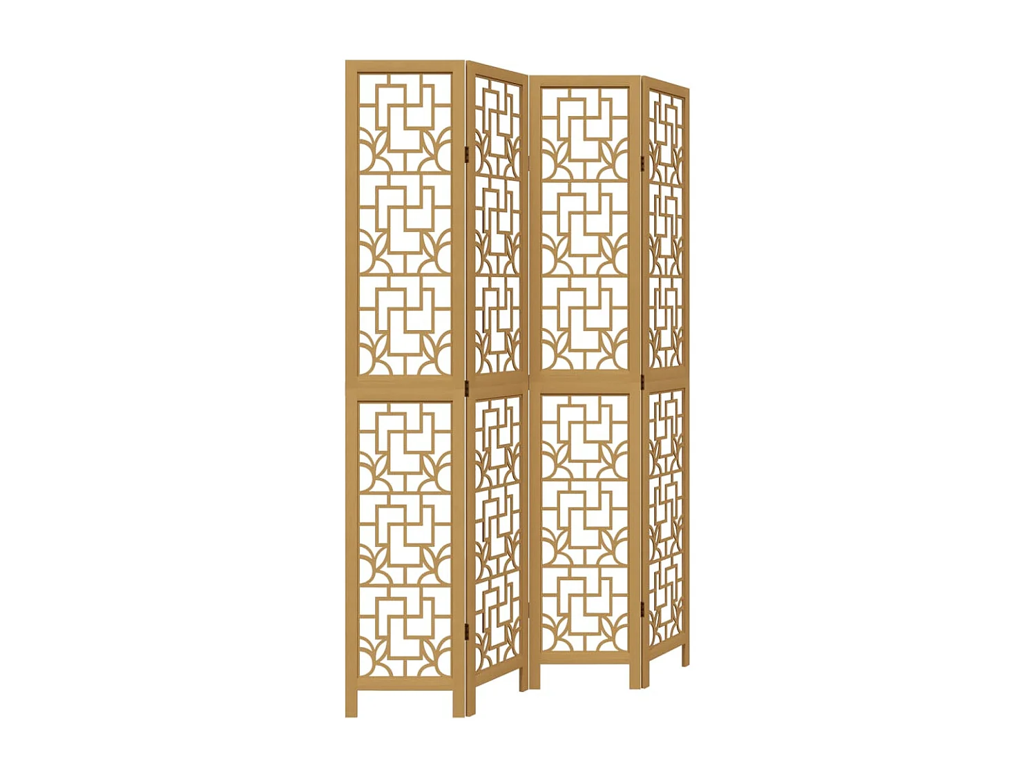 Tabique 4 paneles marrón madera maciza de paulownia