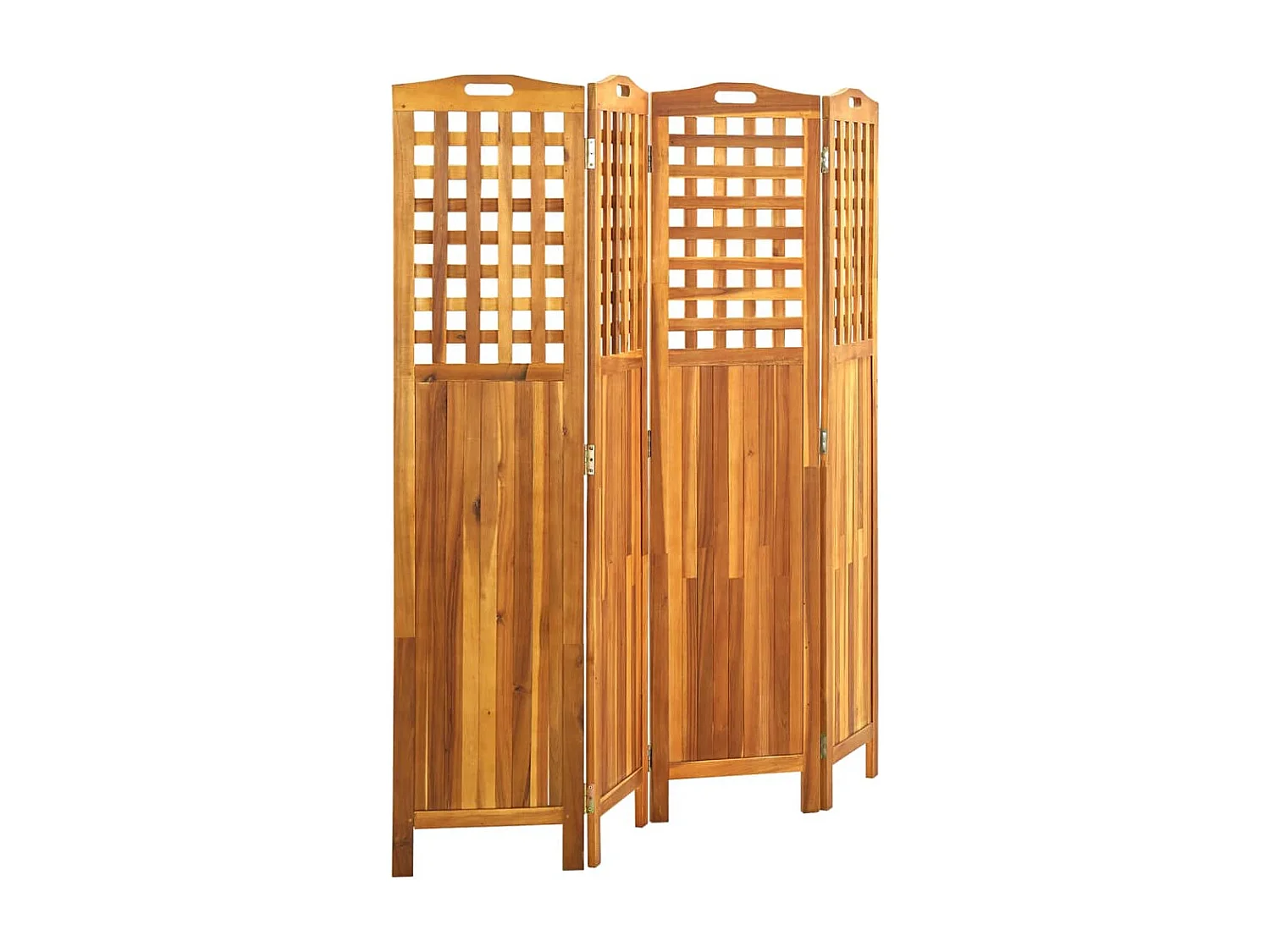 Cloison de séparation 4 panneaux 161x2x170 cm Bois d'acacia