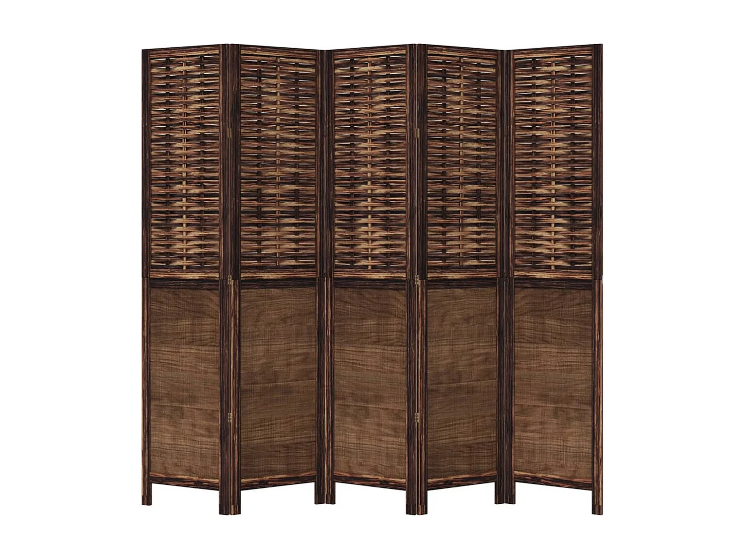 Donkerbruine massieve paulownia scheidingswand met 5 panelen