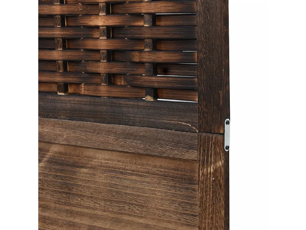 Donkerbruine massieve paulownia scheidingswand met 5 panelen