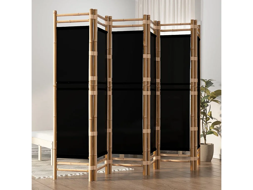 Cloison de séparation pliante 6 panneaux 240 cm Bambou et toile