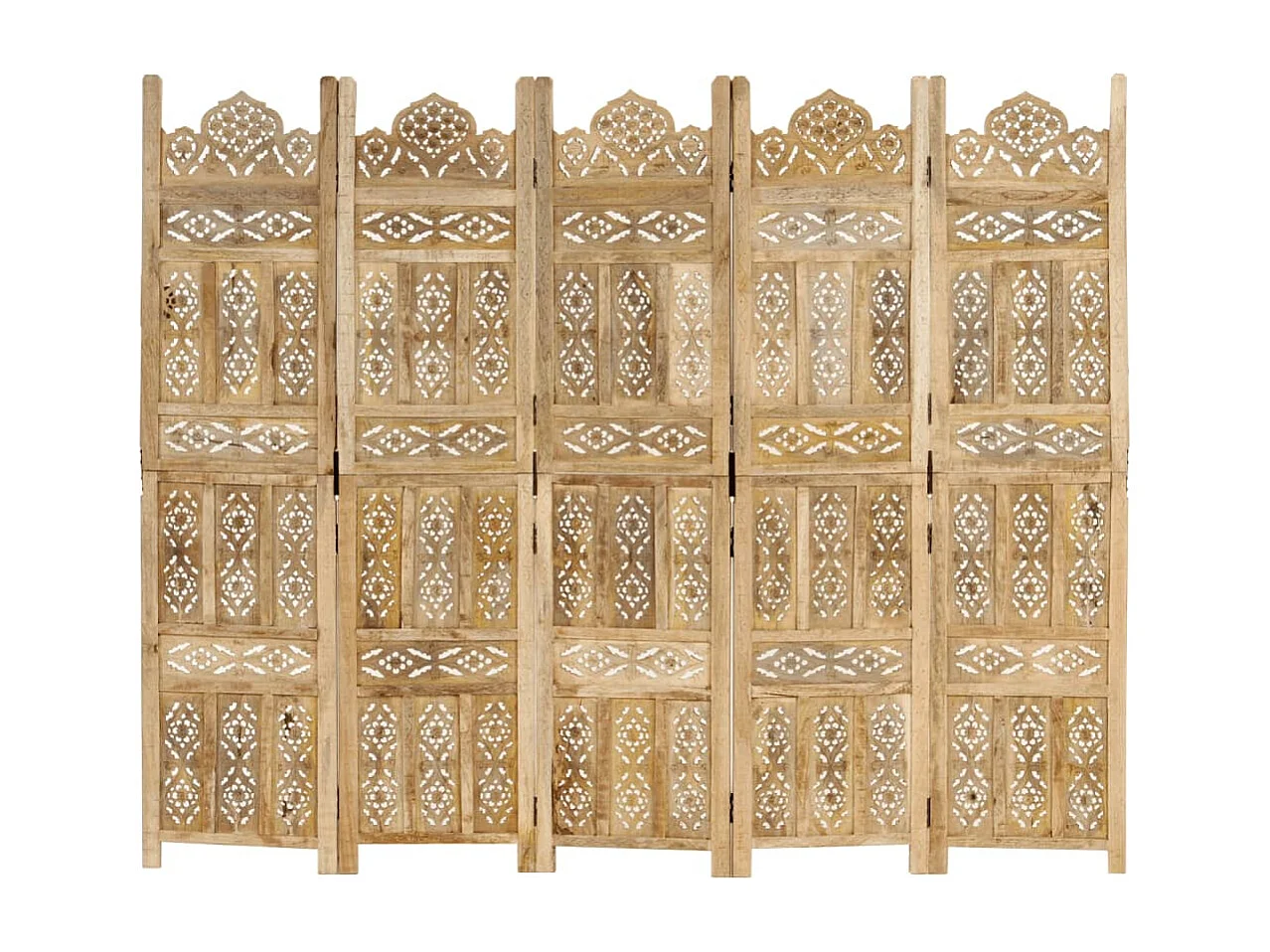 Cloison de séparation 5 panneaux 200x165 cm Bois de manguier