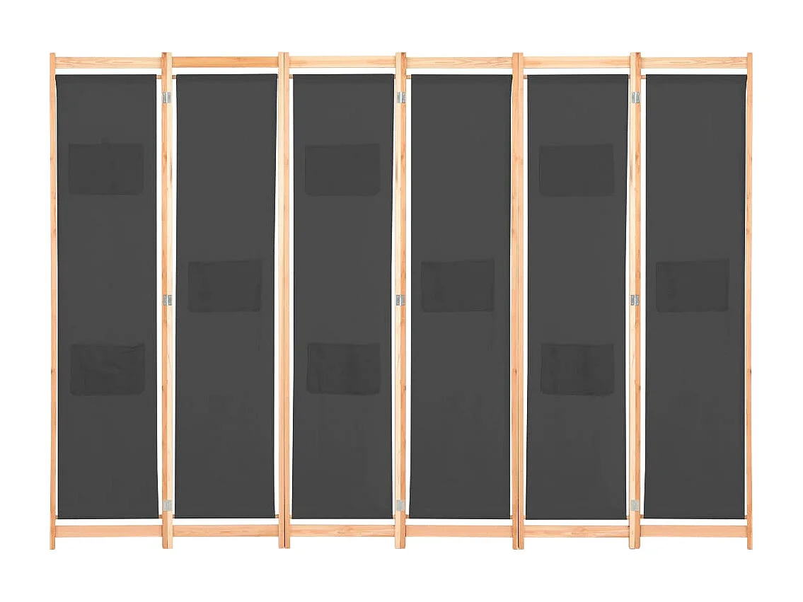 Parede divisória 6 painéis Cinza 240 x 170 x 4 cm Tecido