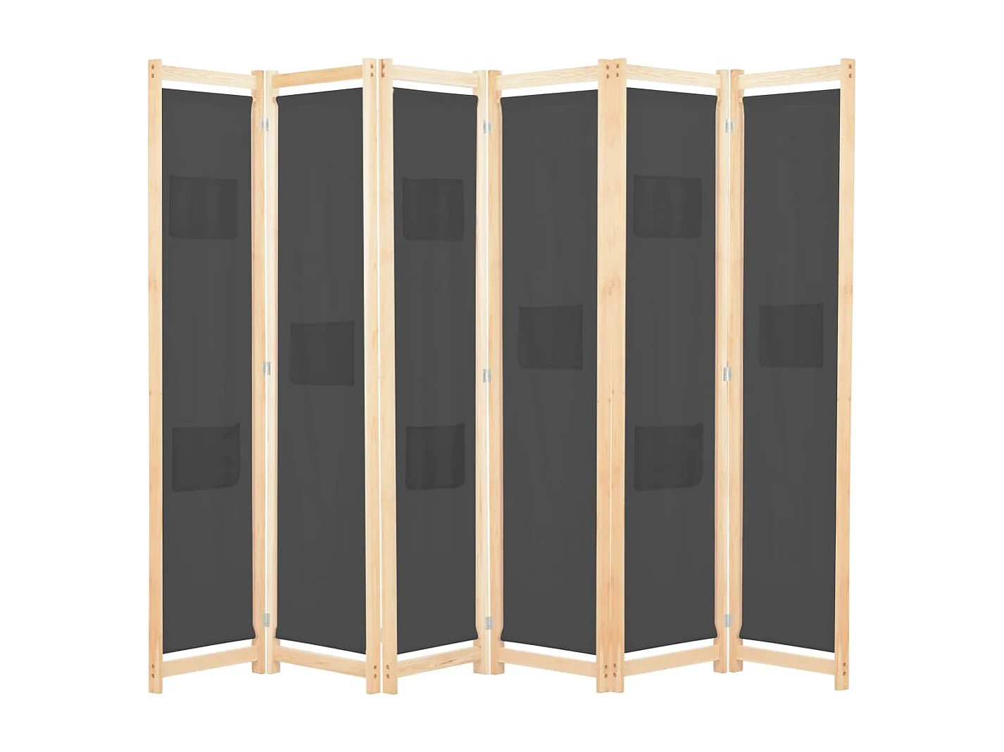 Cloison de séparation 6 panneaux Gris 240 x 170 x 4 cm Tissu