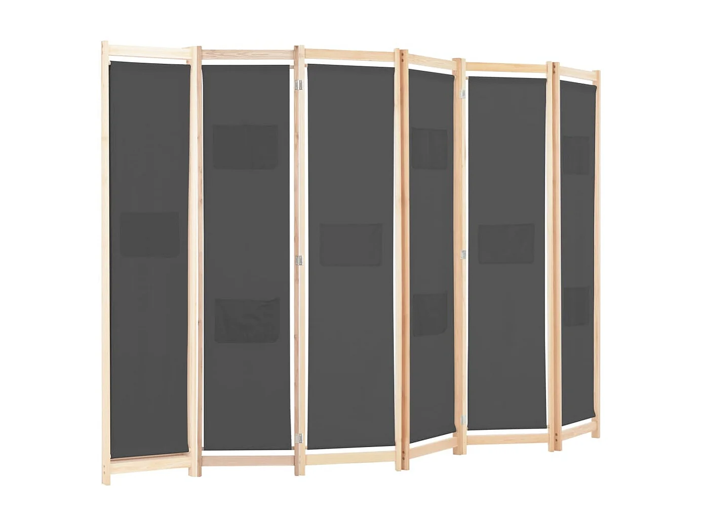 Cloison de séparation 6 panneaux Gris 240 x 170 x 4 cm Tissu