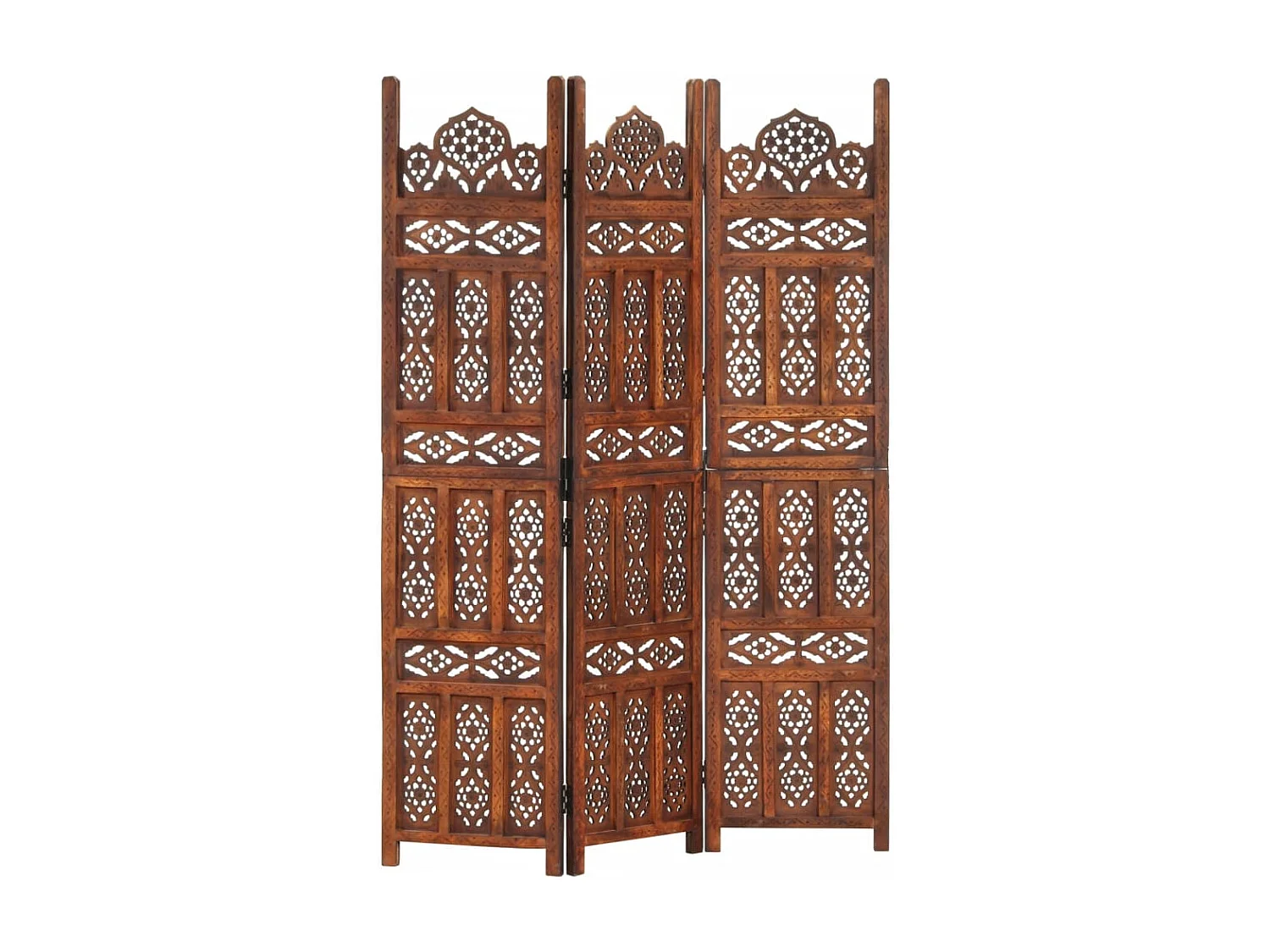 Parete divisoria 3 pannelli Marrone 120x165 cm Legno di mango