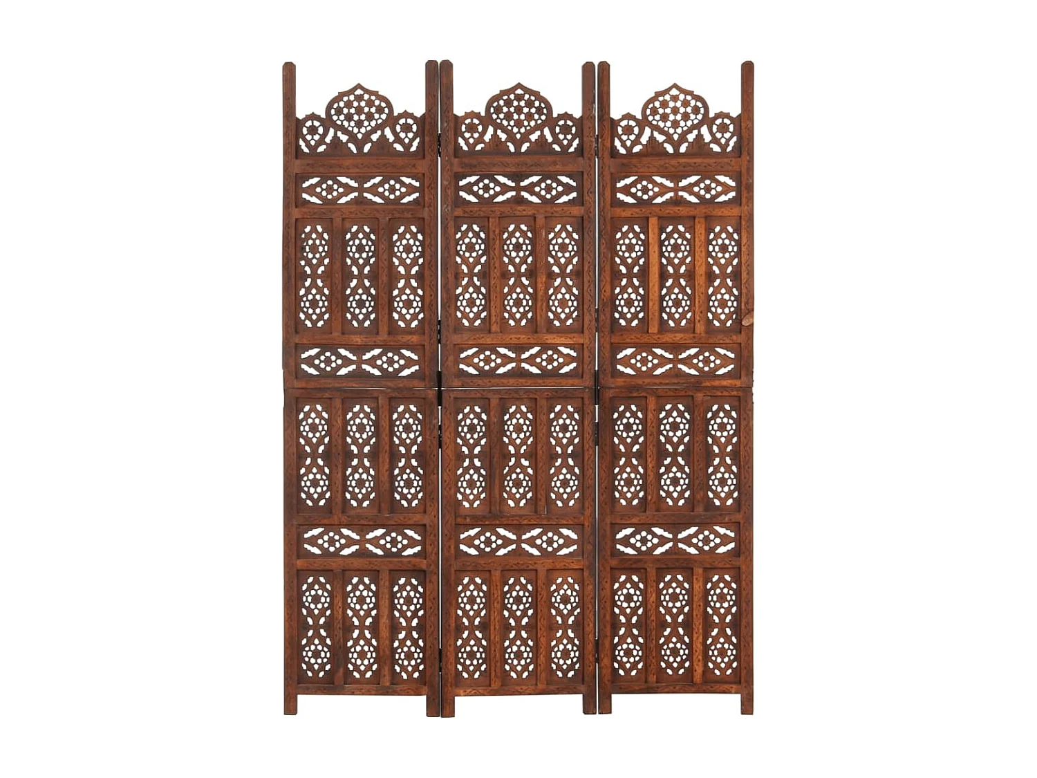 Parete divisoria 3 pannelli Marrone 120x165 cm Legno di mango