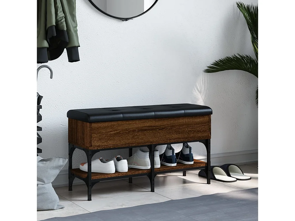 Banc à chaussures chêne marron 82x32x45 cm bois d'ingénierie