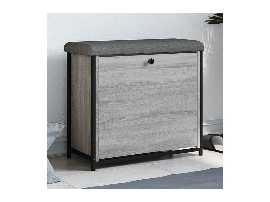 Sonoma grijze opvouwbare schoenenbank met lade 62x32x56 cm