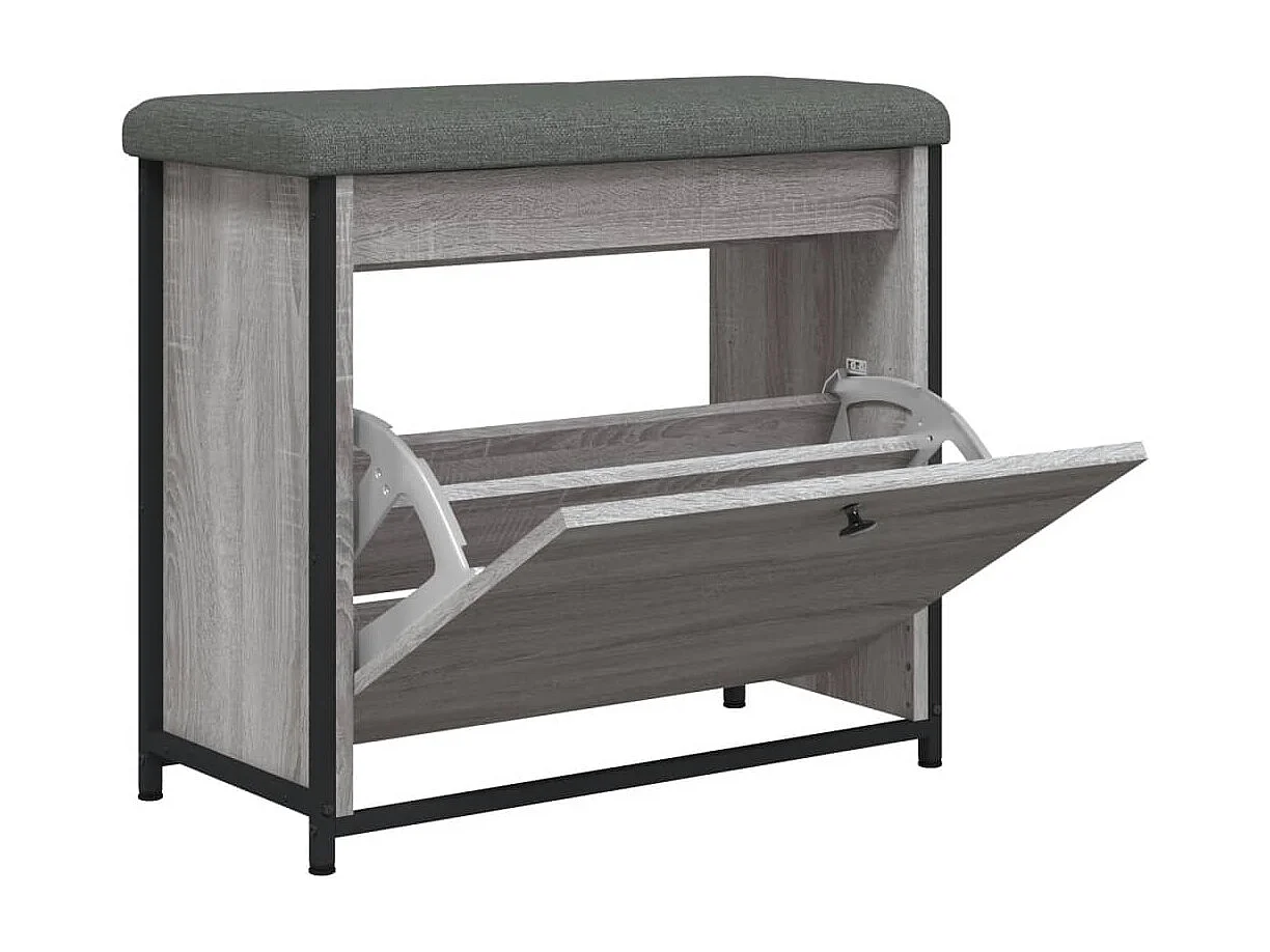 Banco de sapatos com gaveta dobrável cinza Sonoma 62x32x56 cm