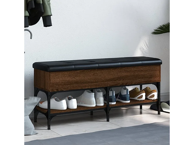 Bruin eiken schoenenbank 102x32x45 cm parket