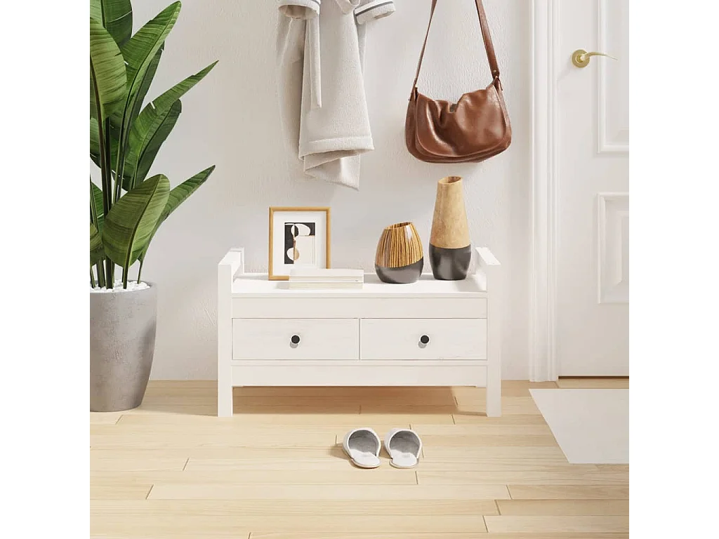 Banc d'entrée Blanc 80x40x43 cm Bois de pin massif