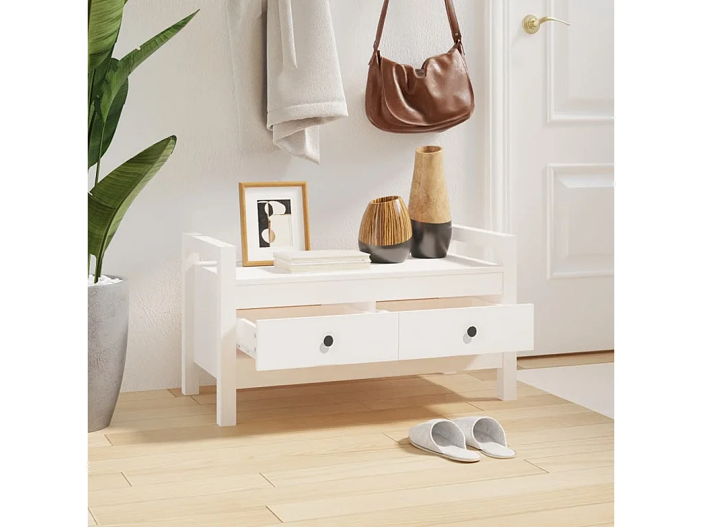 Banc d'entrée Blanc 80x40x43 cm Bois de pin massif