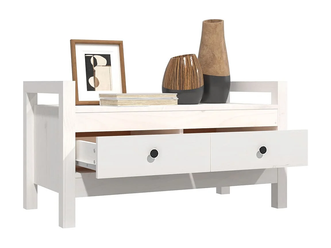 Banc d'entrée Blanc 80x40x43 cm Bois de pin massif