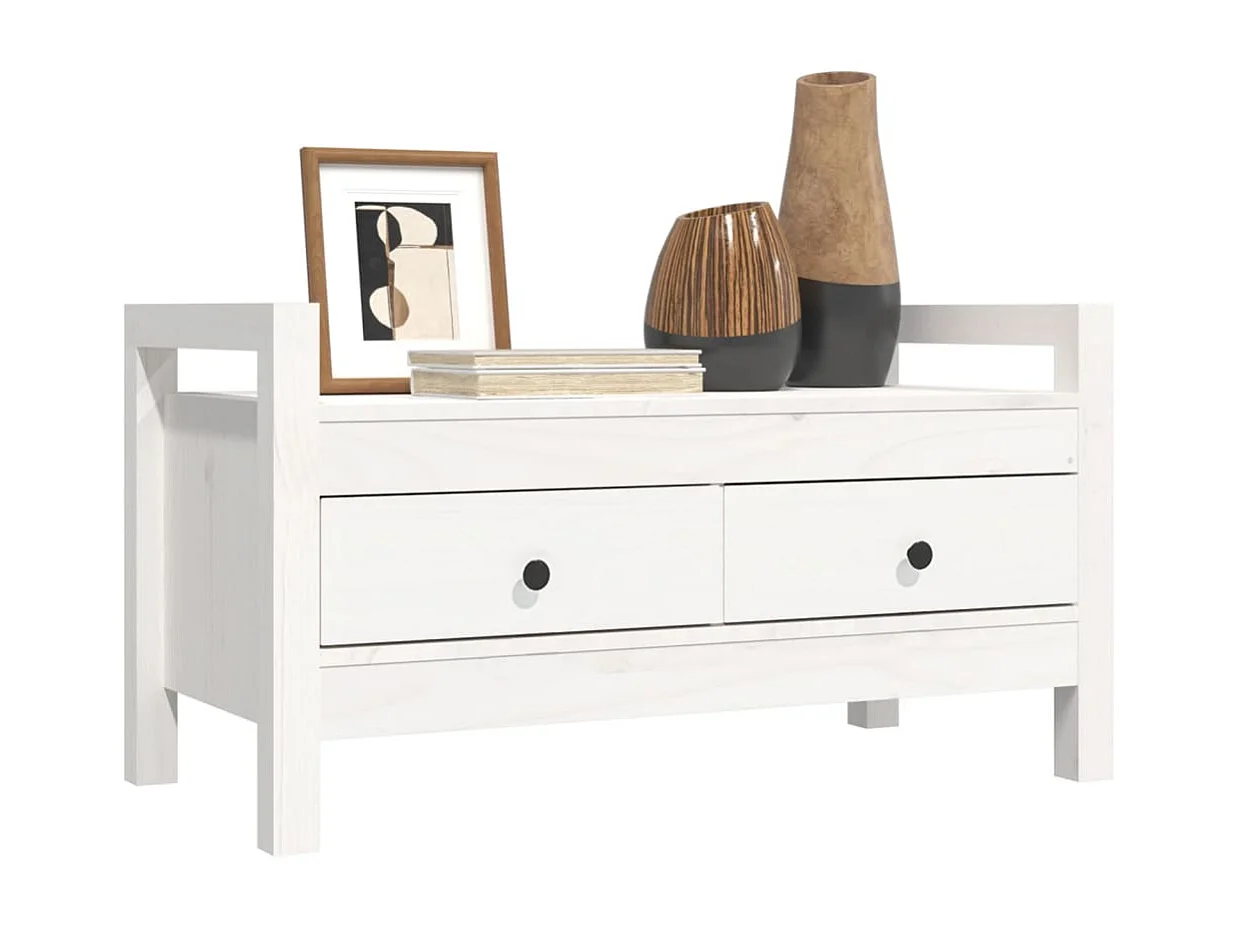 Banc d'entrée Blanc 80x40x43 cm Bois de pin massif