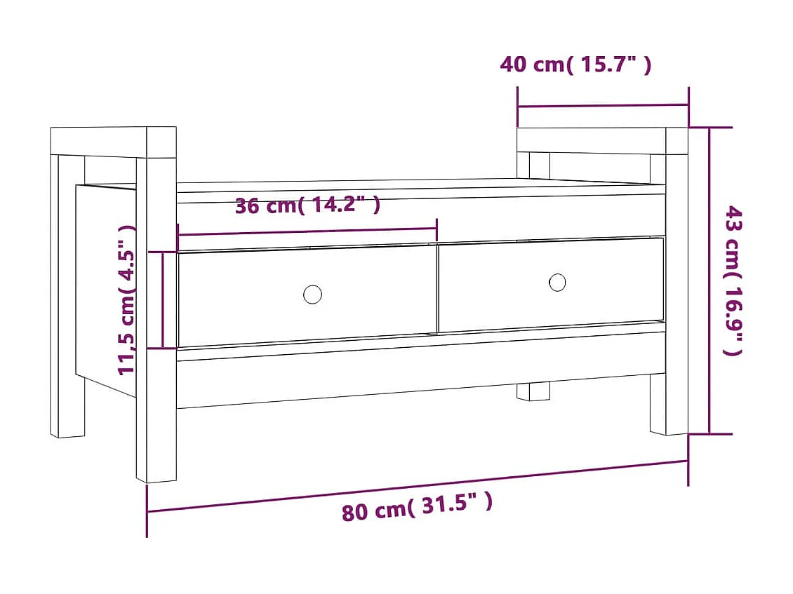 Banc d'entrée Blanc 80x40x43 cm Bois de pin massif