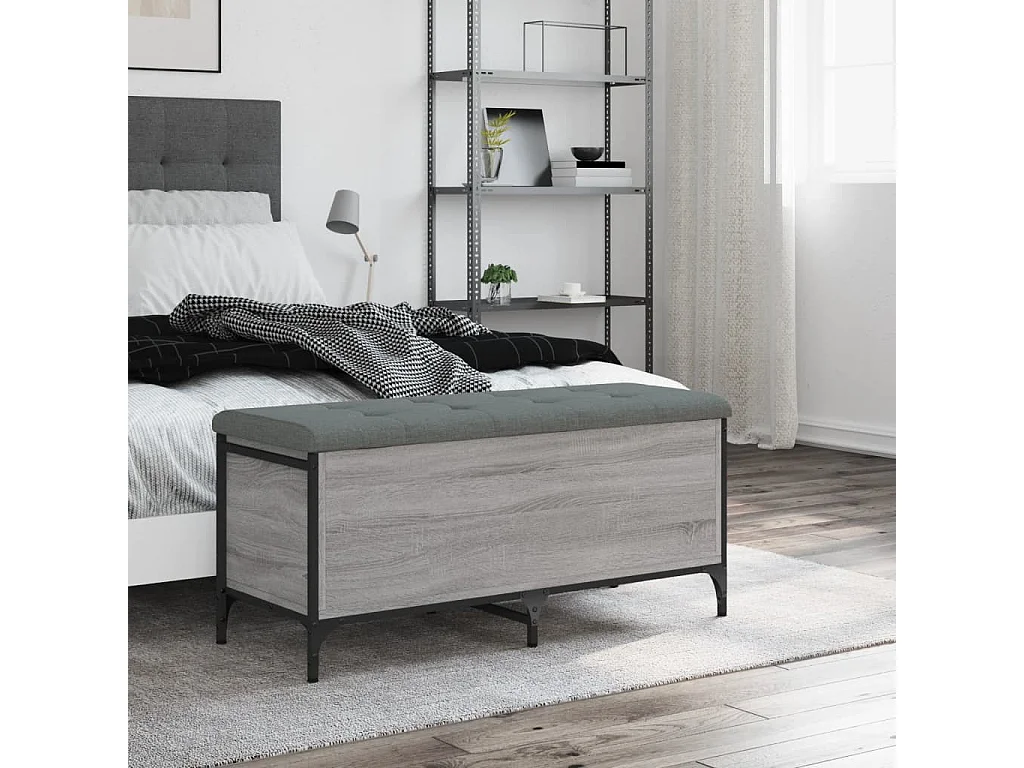Banc de rangement sonoma gris 102x42x45 cm bois d'ingénierie