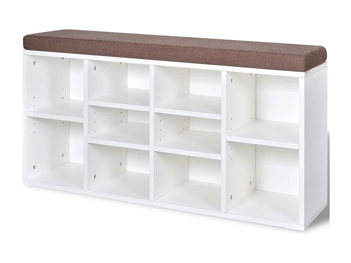 Banc de rangement à chaussures 10 compartiments Blanc