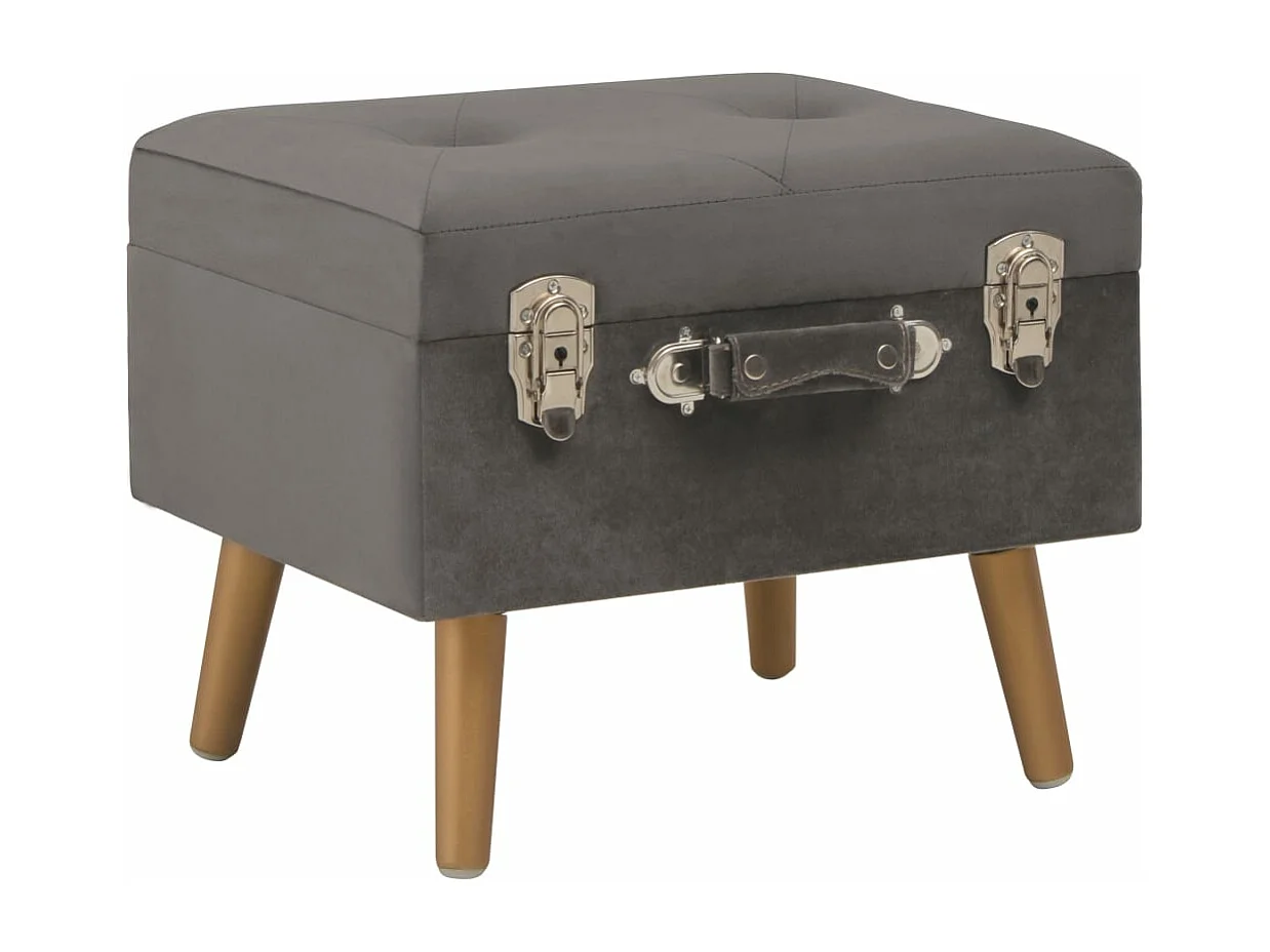 Tabourets de rangement lot de 3 Gris Velours