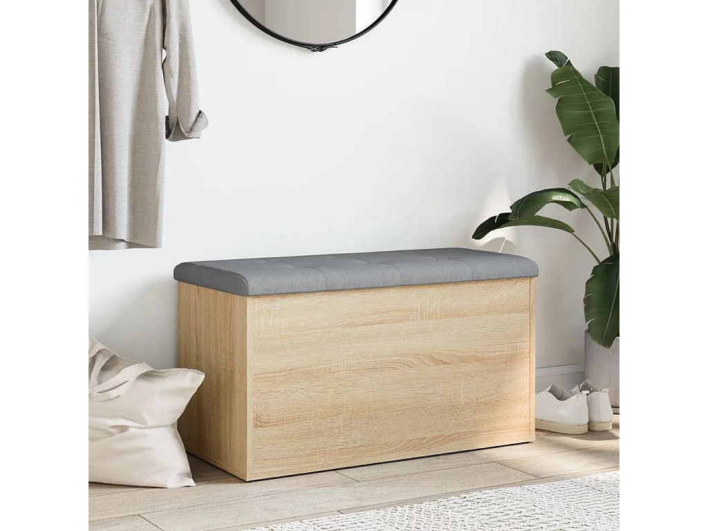 Banco de almacenaje roble Sonoma 82x42x45 cm madera contrachapada