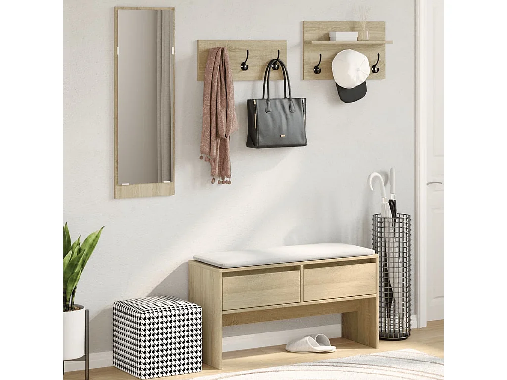 Ensemble de meubles de couloir 4 pcs chêne sonoma