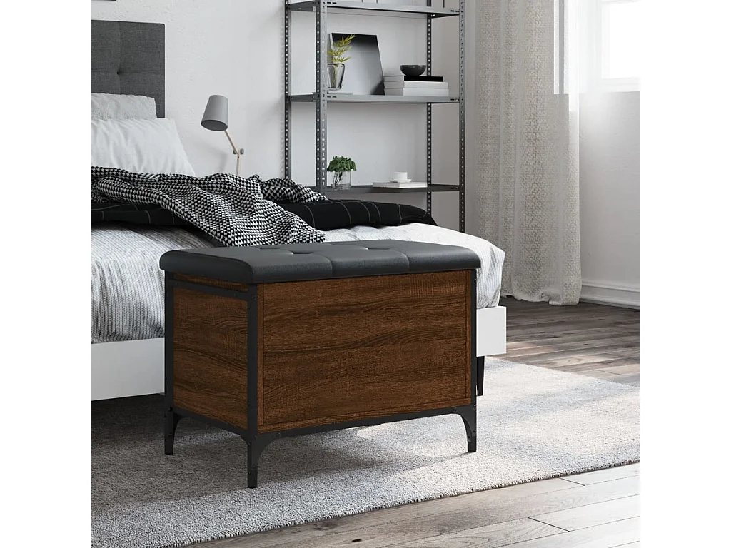 Aufbewahrungsbank aus brauner Eiche, 62 x 42 x 45 cm, Holzwerkstoff