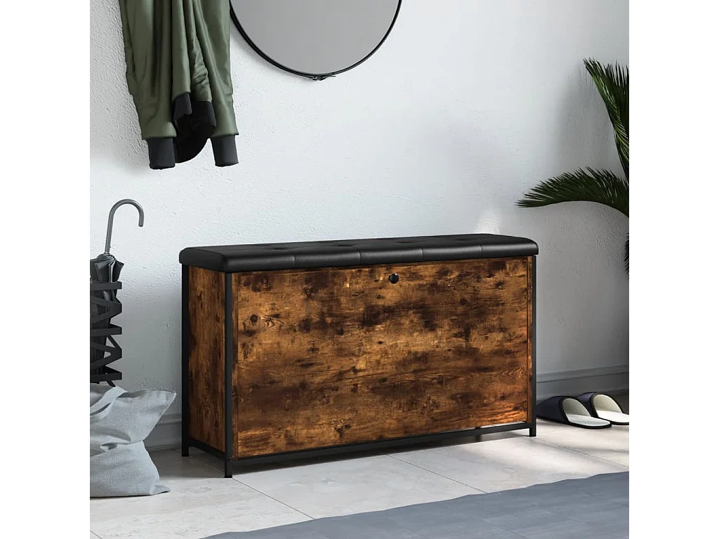 Schoenenbank met inklapbare lade, gerookt eikenhout, 102x32x56 cm