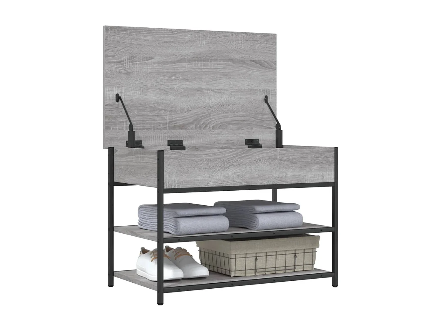 Panca per scarpe Sonoma grigia 70x42,5x50 cm in derivati del legno