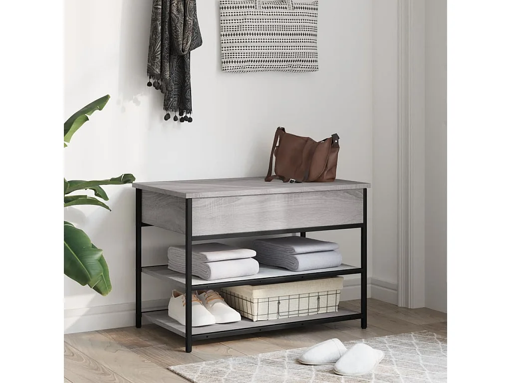 Banc à chaussures sonoma gris 70x42,5x50 cm bois d'ingénierie