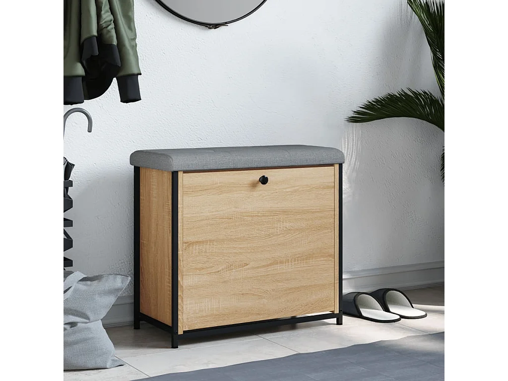 Schuhbank mit klappbarer Schublade aus Sonoma-Eiche, 62 x 32 x 56 cm