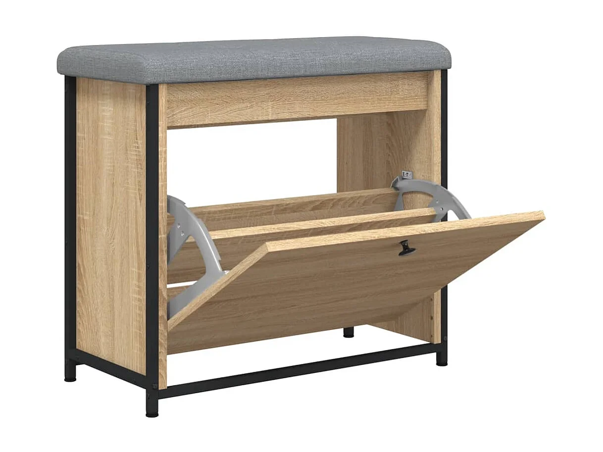 Schuhbank mit klappbarer Schublade aus Sonoma-Eiche, 62 x 32 x 56 cm