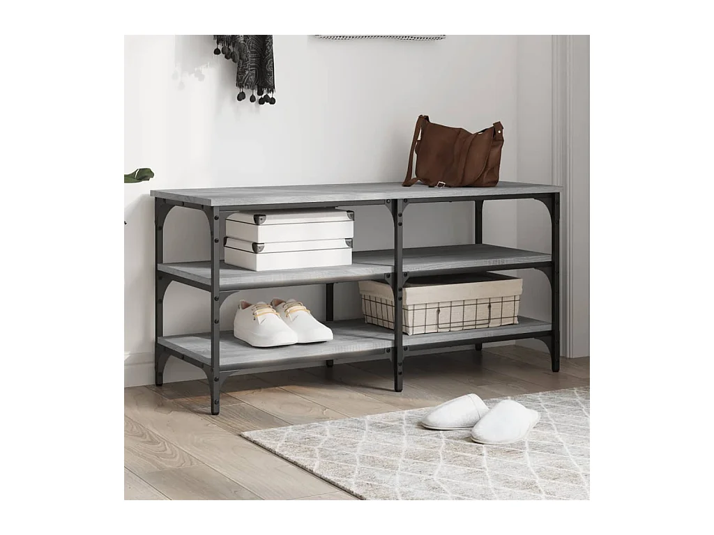Sonoma grijze schoenenbank 100x38,5x49 cm samengesteld hout
