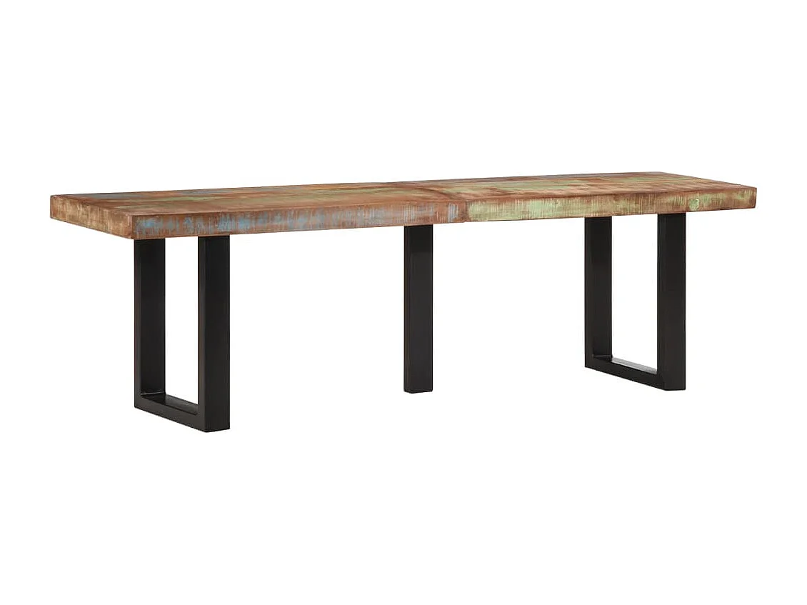 Panca 160 cm in legno massello di recupero e acciaio