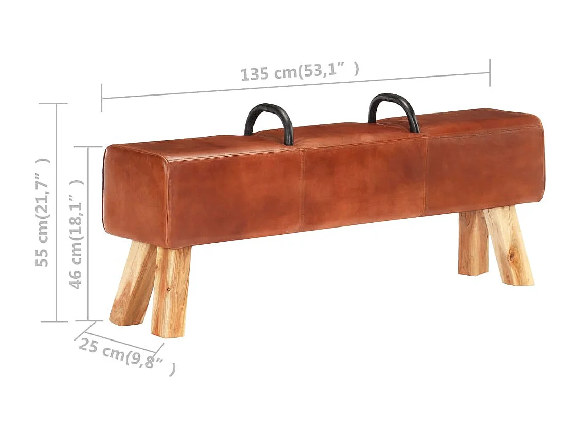 Banc cheval d'arçon vintage Cuir véritable de chèvre