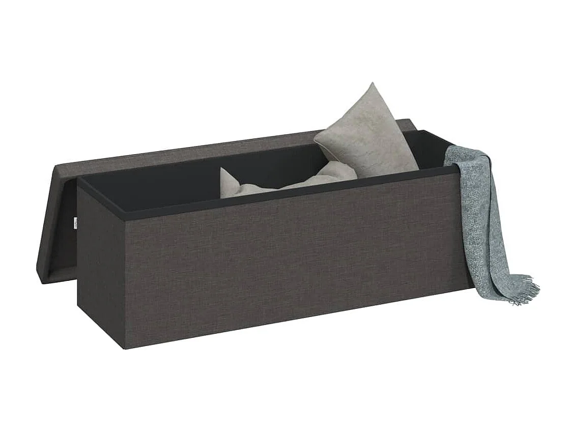 Banc de rangement pliable gris foncé faux lin