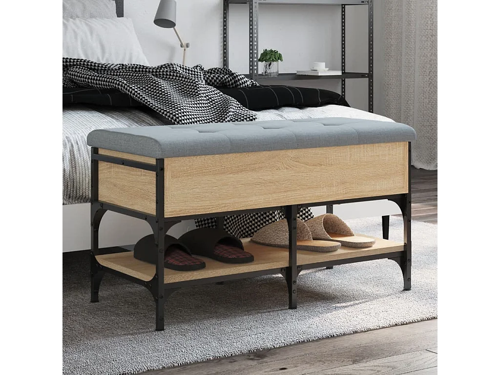 Banc à chaussures chêne sonoma 82x42x45 cm bois d'ingénierie