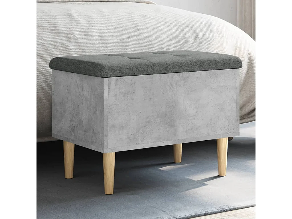 Banc de rangement gris béton 62x42x46 cm bois d'ingénierie