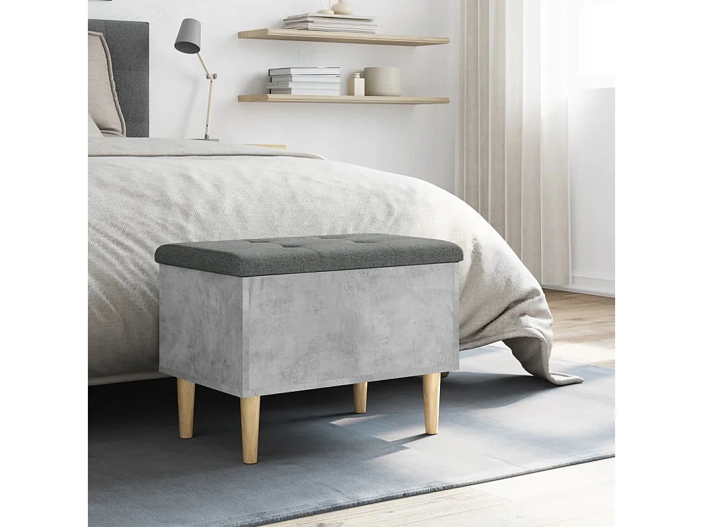 Banc de rangement gris béton 62x42x46 cm bois d'ingénierie