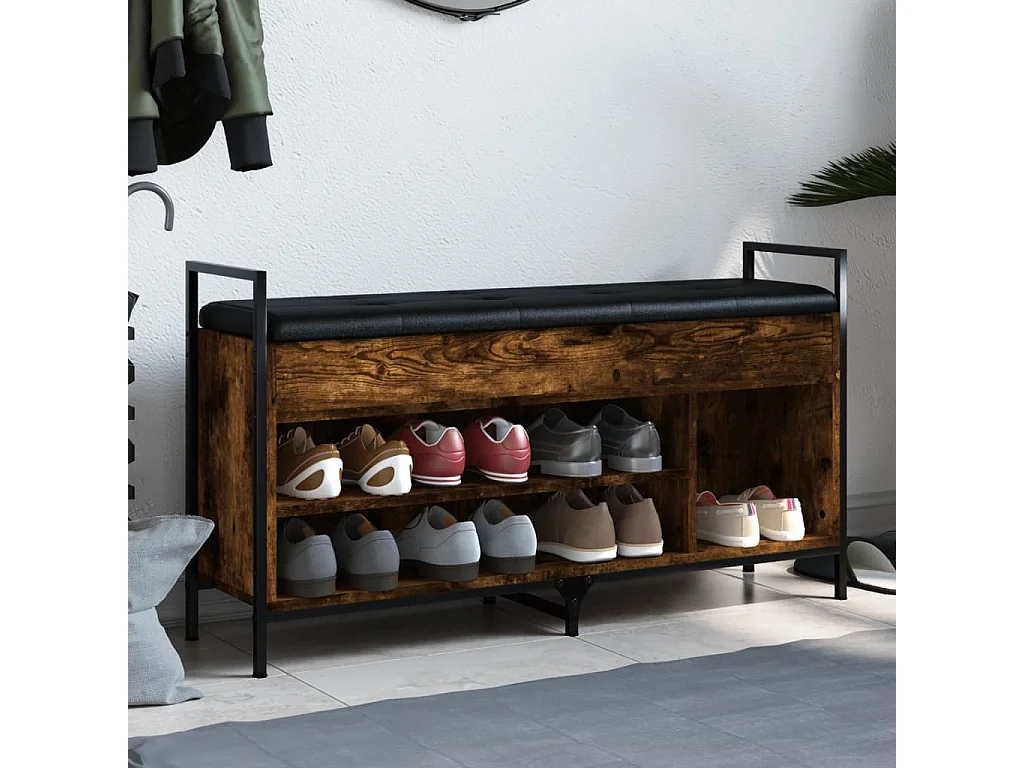 Panca per scarpe in rovere affumicato 105,5x32x57,5 cm in derivati del legno