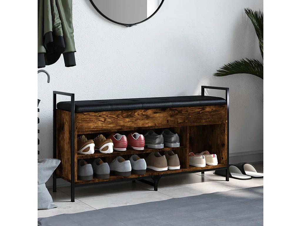 Panca per scarpe in rovere affumicato 105,5x32x57,5 cm in derivati del legno