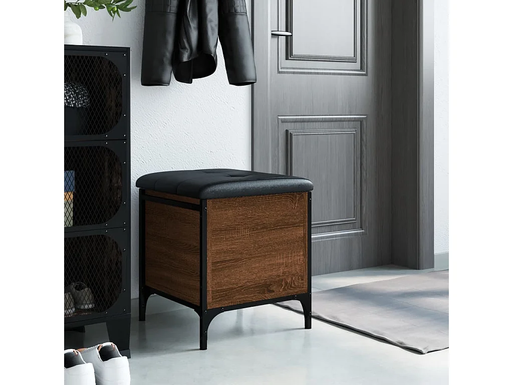 Banc de rangement chêne marron 42x42x45 cm bois d'ingénierie