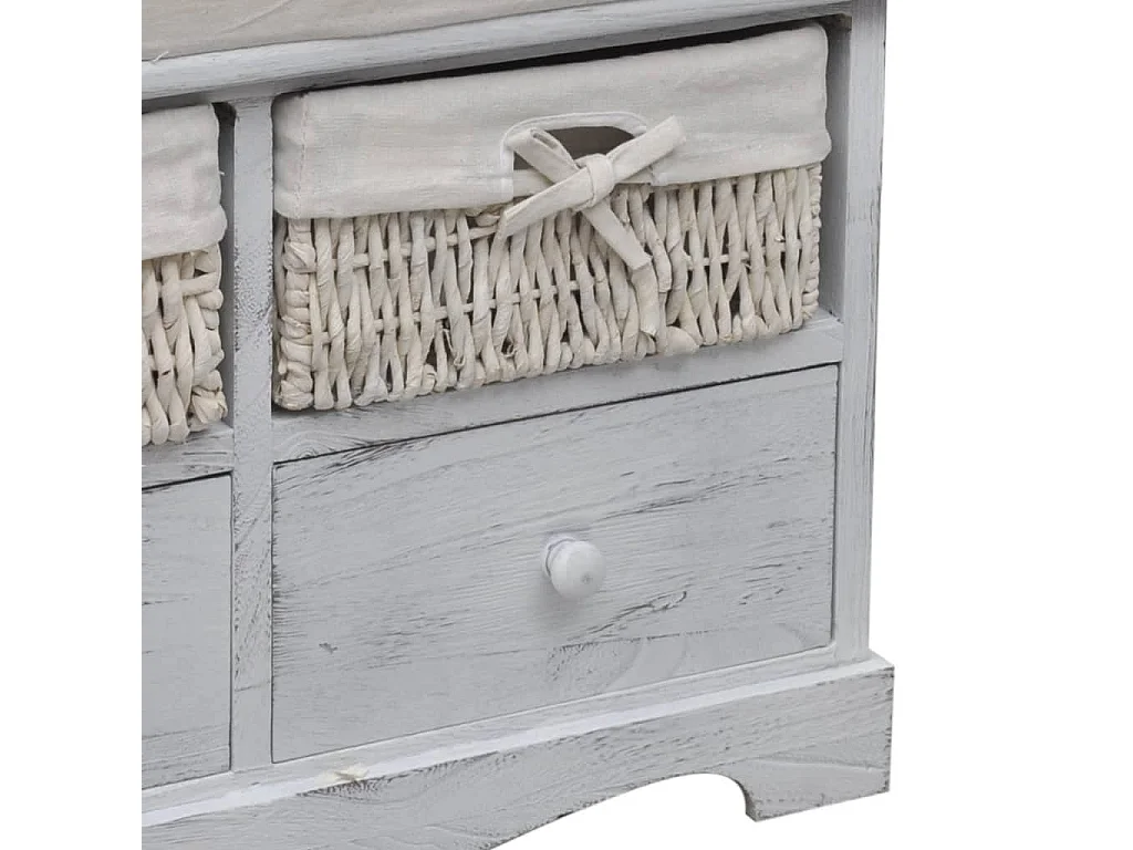 Banco de armazenamento branco 62x33x42 cm madeira Paulownia