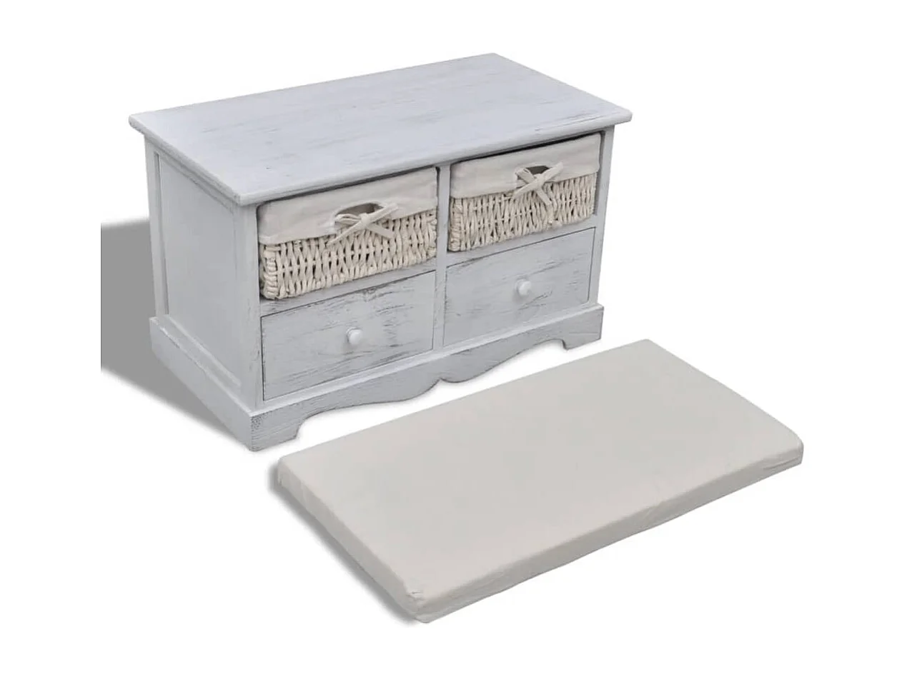 Opbergbank Wit 62x33x42 cm Paulowniahout