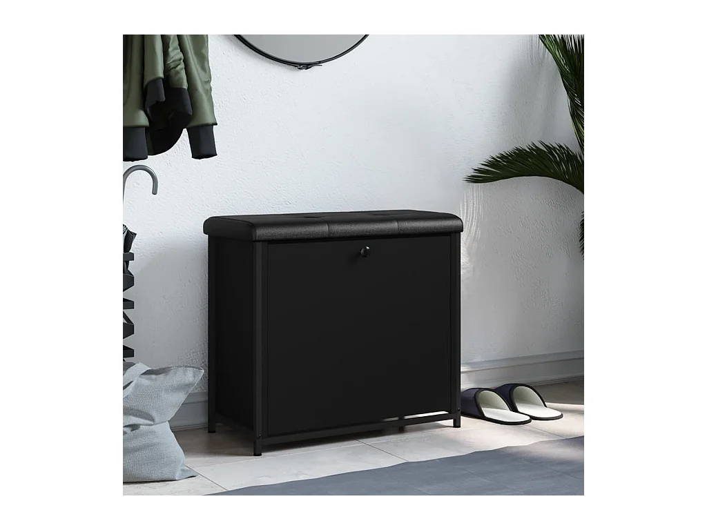 Schuhbank mit schwarzer Klappschublade 62x32x56 cm