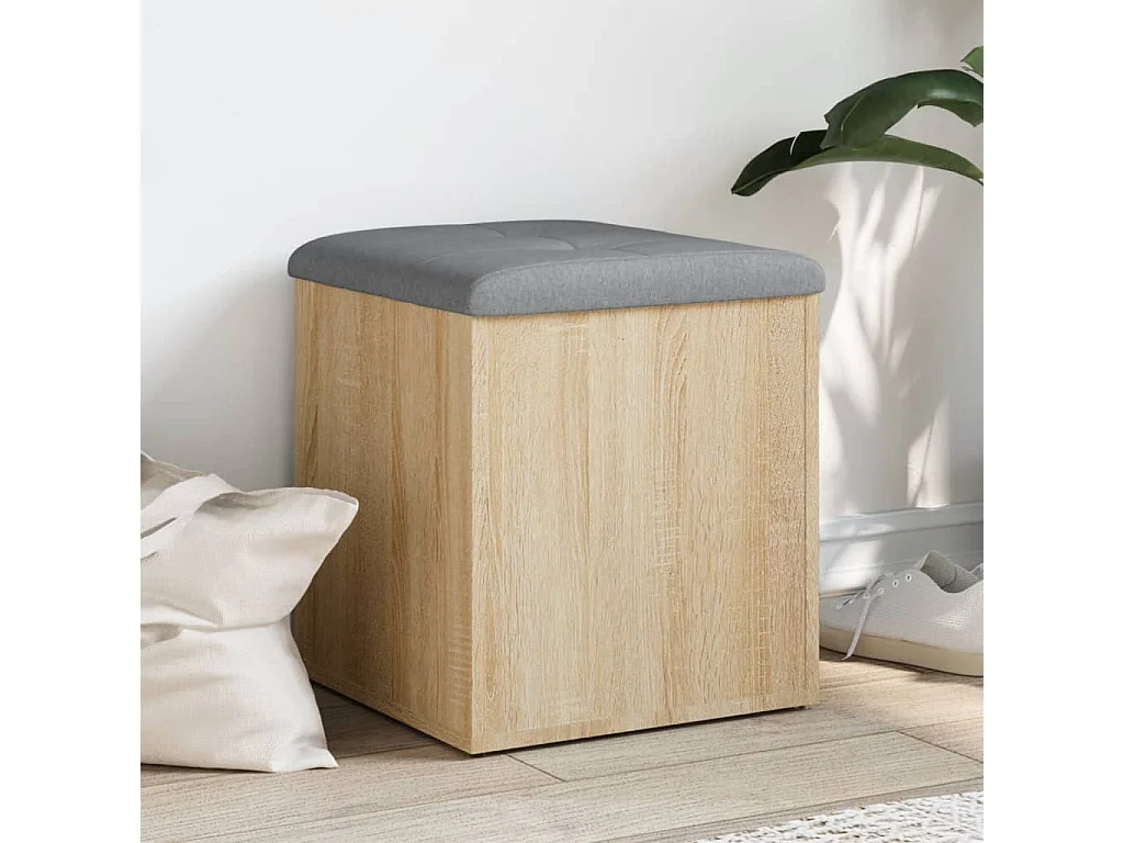 Banco de almacenaje roble Sonoma 42x42x45 cm madera contrachapada