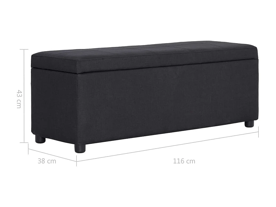 Bank met opbergvak 116 cm Zwart Polyester