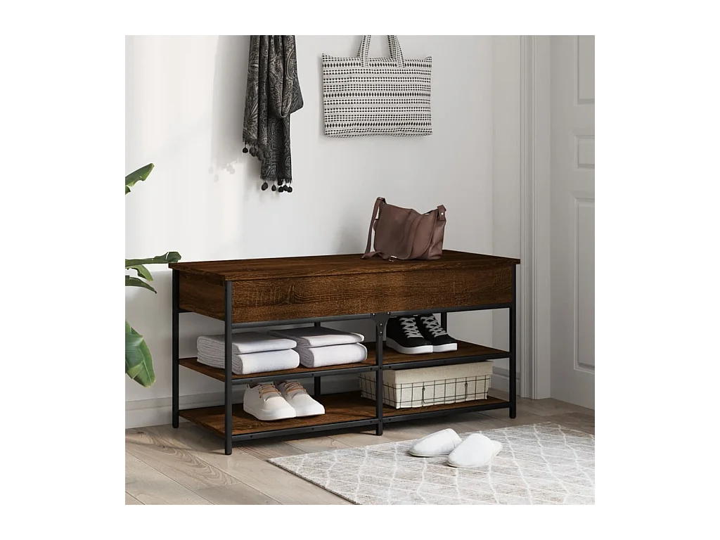 Bruin eiken schoenenbank 100x42,5x50 cm samengesteld hout