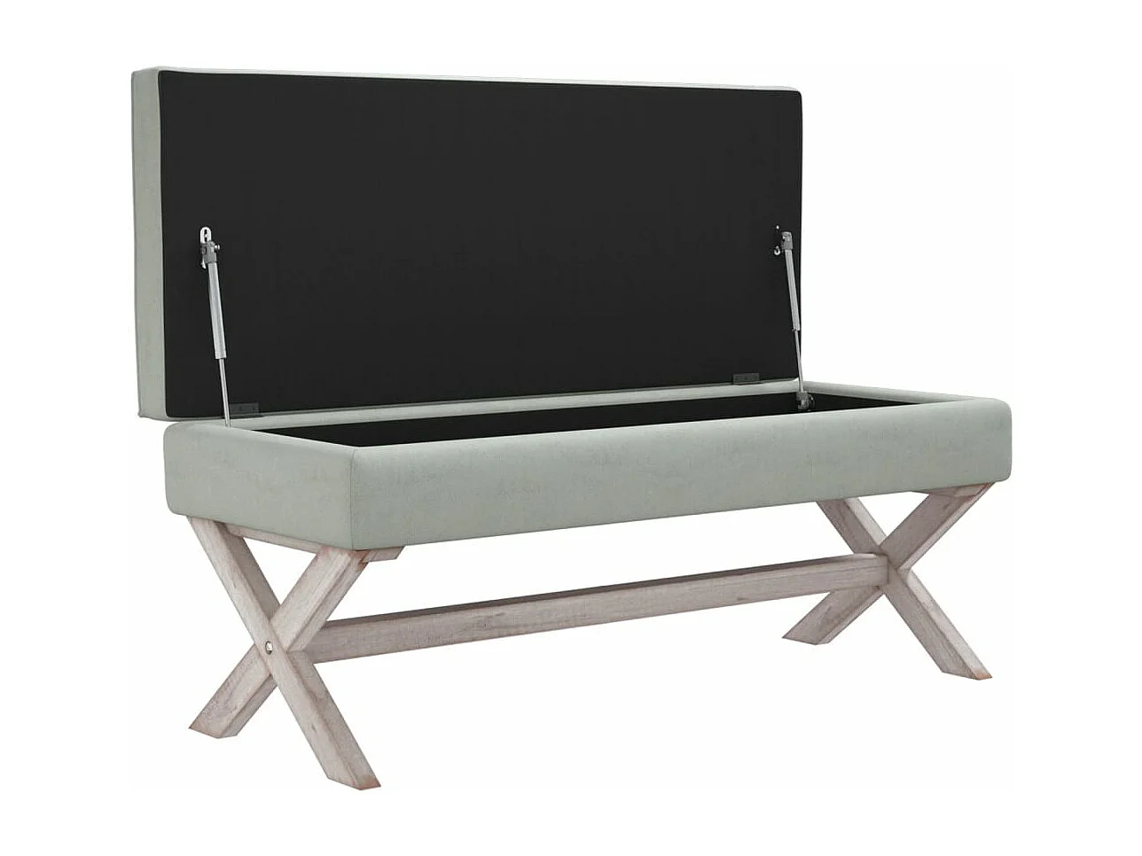 Banqueta de armazenamento Cinza claro 110x45x49 cm Veludo
