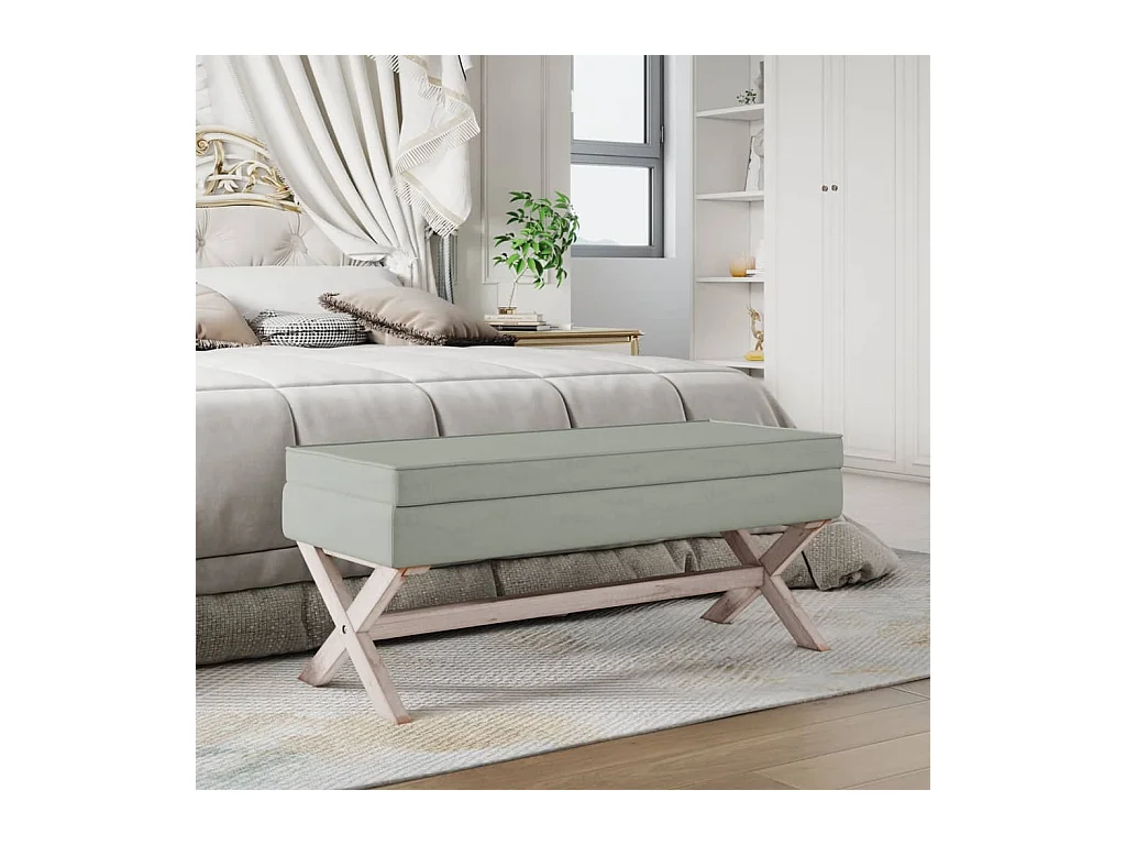 Tabouret de rangement Gris clair 110x45x49 cm Velours