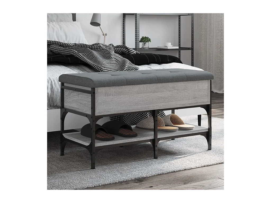 Sonoma grijze schoenenbank 82x42x45 cm samengesteld hout
